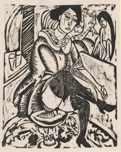 Frau, Schuh zuknöpfend