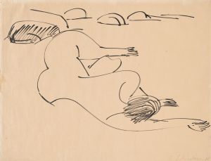 Erna Lying on the Beach among Rocks