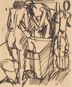 Nude with a Mirror, Standing Before a Washstand