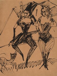 Two Dancers with a Cat