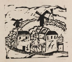 Landschaft mit Windmühlen