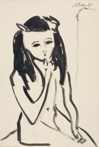 Fränzi as a Nude, Her Hand on Her Chin