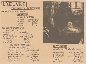 Affiche voor het Théâtre de l’Œuvre met afbeelding van een fontein
