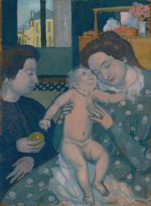 Enfant nu, Maternité à la pomme