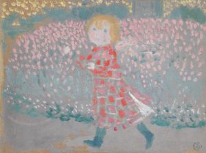 Enfant au tablier rouge