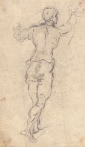 A Striding Youth with His Arms Raised, Seen from Behind