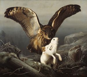 An Eagle-Owl Seizes A Hare