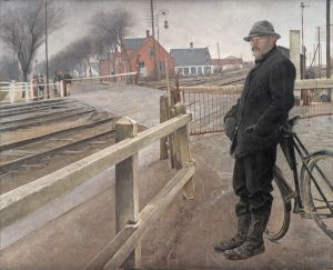 Waiting for the Train. Level Crossing by Roskilde Highway