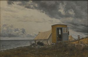 View of a Shore with the Artist’s Wagon and Tent at Enö