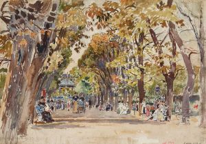 Jardin public à Paris, en 1899