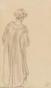 Femme en peignoir, vue de dos