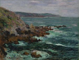 Rochers dominant la mer en Bretagne