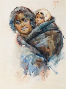 Maori woman and child