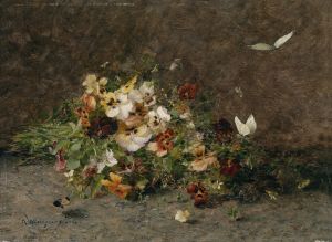 Stiefmütterchen und Schmetterlinge