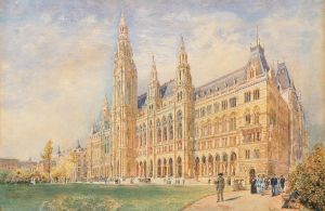 The Vienna City Hall and the City Hall Square with Figures