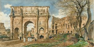 The Arch Of Constantine And The Colosseum, Rome