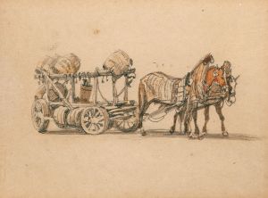 A cart with beer barrels