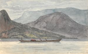 Fjordlandskab med robåd