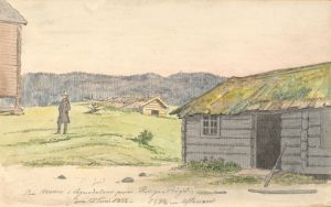 Landskab med bondegårde