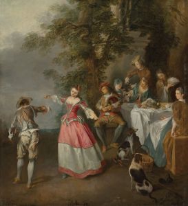 Fête champêtre with a dancing couple