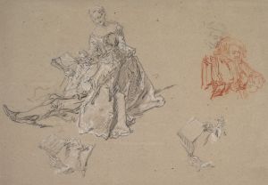 Studies of a Couple Seated on the Ground, Looking at a Songbook