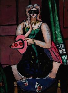 Carnival Mask, Green, Violet, and Pink