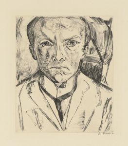 Frontal Self-Portrait with House Gable in Background