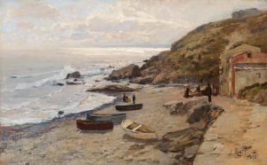 Abendstimmung mit Fischern an der Küste