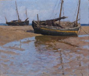 Fischerboote zur Zeit der Ebbe