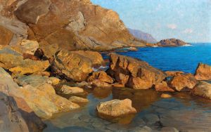 Felsige Küste bei Nervi in Abendsonne
