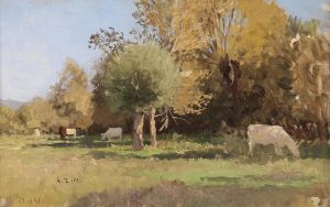 Sommerlandschaft mit Kühen