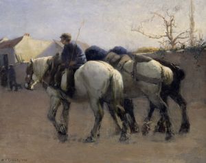 French Village Street with Horses