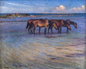 Horses Cooling Themselves in Water