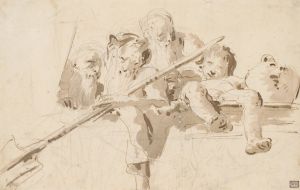 A River God and Other Figures on a Parapet