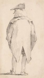 Caricature of a Man Wearing a Wig and a Tricorne, Seen from Behind
