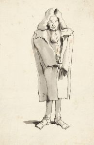 Caricature of a Man Wearing an Overcoat