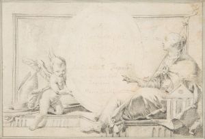 Illustration for a Book; Frontispiece with a Female Allegorical Figure and a Putto