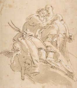 Marine Deity with Attendant Female Figure
