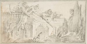 Scene of Men Disposing of Corpse in a Garden