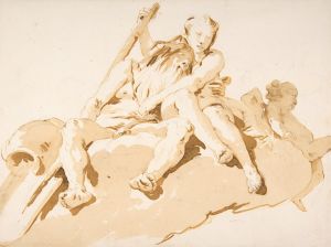 Seated River God, Nymph with an Oar, and Putto