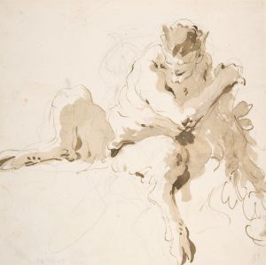 Seated Satyr Holding a Garland.