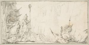 Soldier in front of ‘General’ Holding up a Decapitated Head on a Staff