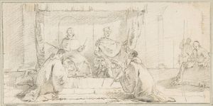 Two Monks Kneeling before a Doge and an Emperor