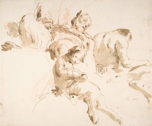 Two Seated Satyrs and a Child Satyr