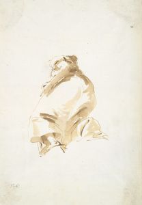 Standing female figure seen from the back and from below