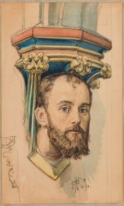 Console in the shape of a male head