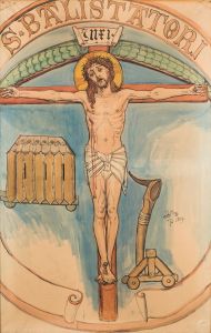 Karton do polichromii Kościoła Mariackiego – Godło łuczników