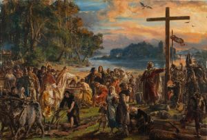 Adoption of Christianity, 965 AD, from the series “History of Civilization in Poland”