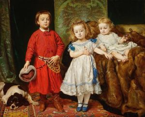 Portrait of artist’s three children, Tadeusz, Helena and Beata