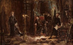 Twardowski conjuring the spirit of Barbara for Sigismund Augustus, sketch
